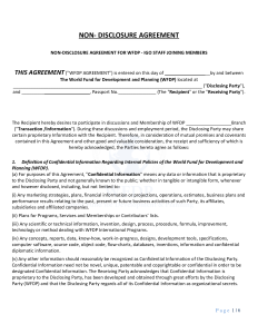 WFDP Non- Disclosure Agreement form