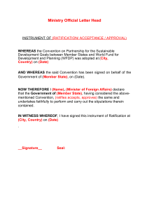 Instrument of (Ratification/Acceptance) for WFDP SDG Convention 