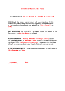 Instrument of (Ratification/Acceptance) for WFDP Framework  