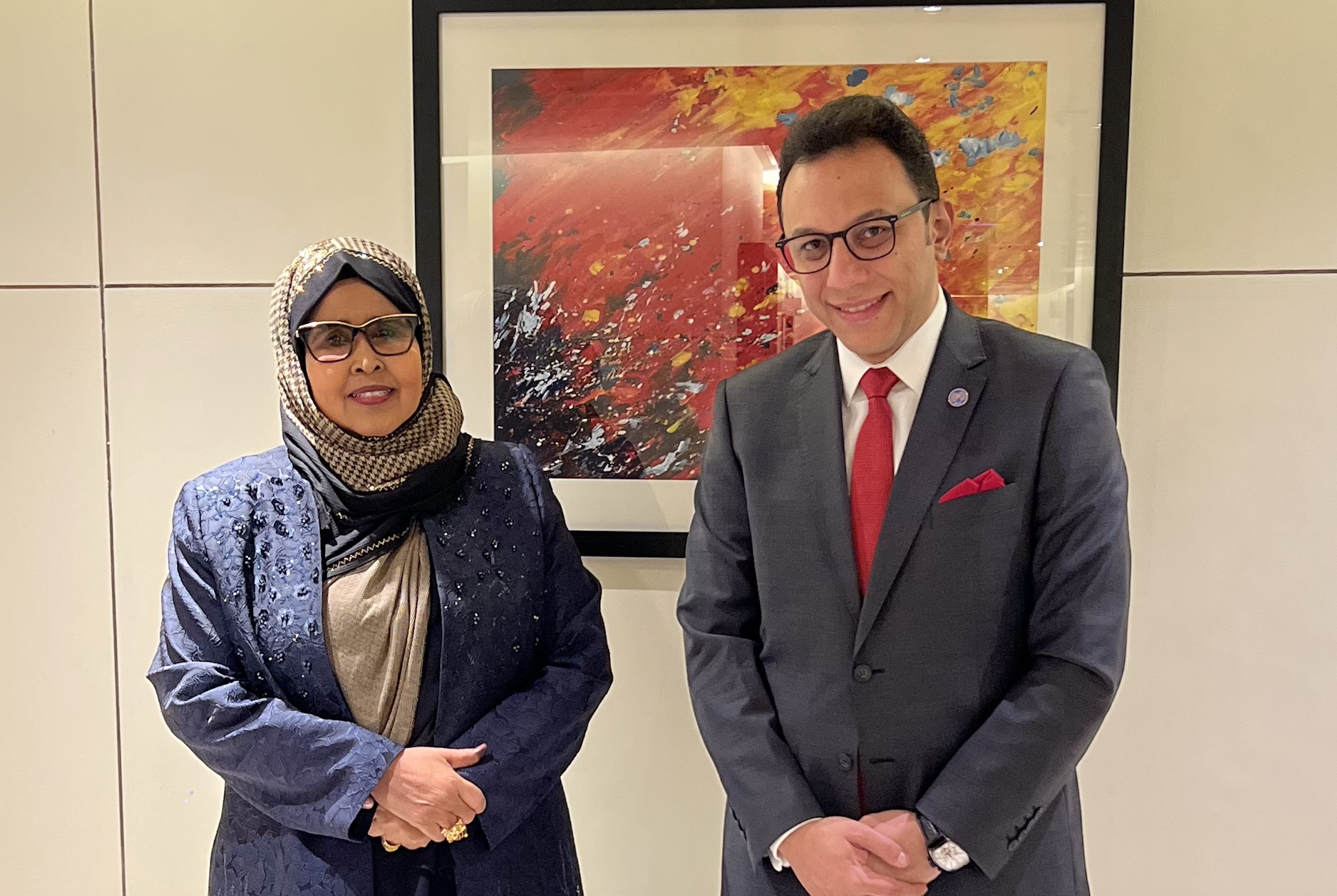 H.E. Zahara Omar Hassan First Lady of Somalia met H.E. Ekramy El Zaghat in Abu Dhabi to discuss the future cooperation in Somalia